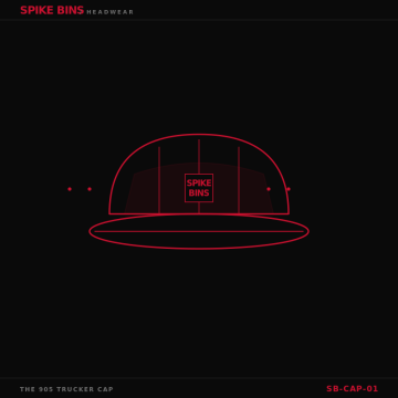 The 905 Trucker Cap — SPIKE BINS branded illustration